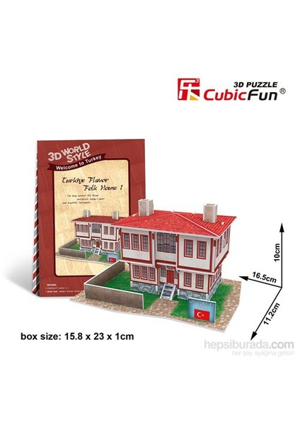 Cubic Fun 3D Türk Halk Evi 1 Karton Maket (26 Parça)