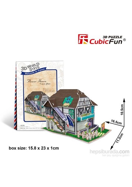 Cubic Fun 31 Parça Fransız Çiçek Evi 3D Maket