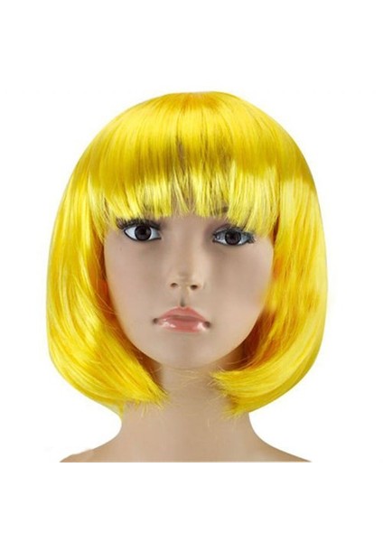 Sarı Renk Parti Peruğu Küt Saç