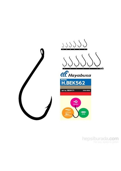 Hbek 562 No:1 Yüksek Karbon Kısa Pala Çapraz Halkalı Papağan Black-Nickel Olta İğnesi 8 Li Paket