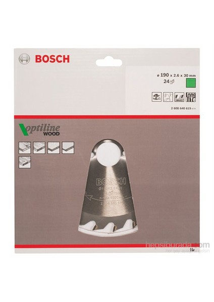 - Optiline Serisi Ahşap İçin Daire Testere Bıçağı - 190 X 30 X 2,6 Mm, 24 Diş