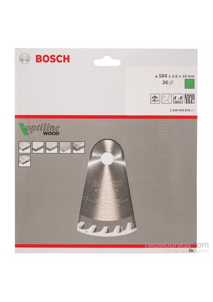 - Optiline Serisi Ahşap İçin Daire Testere Bıçağı - 184 X 16 X 2,6 Mm, 36 Diş