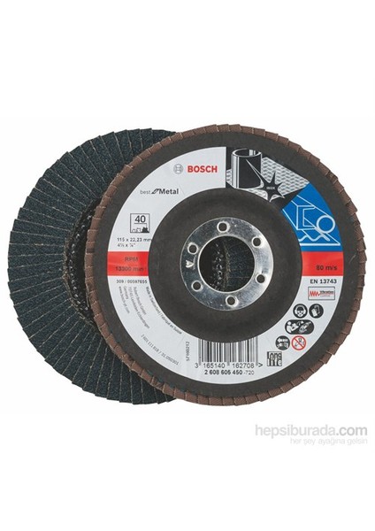 - Flap Zımpara Diski - 115 Mm, 22,23 Mm, 40 Kum