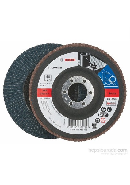 - Flap Zımpara Diski - 115 Mm, 22,23 Mm, 80 Kum