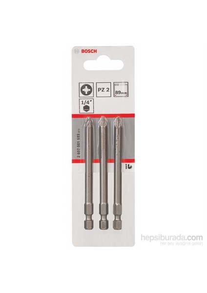 - 3'Lü Paket - Ekstra Sert Seri Vidalama Ucu - Pz 2, 89 Mm