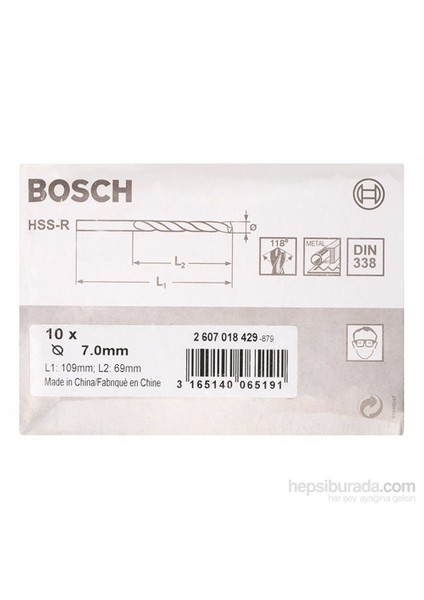 - Metal Matkap Ucu Hss-R, Dın 338 - 7 X 69 X 109 Mm - 10'Lu Paket