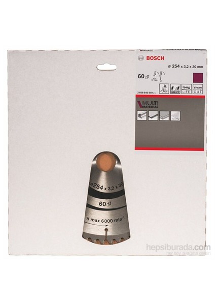 - Çoklu Malzeme İçin Daire Testere Bıçağı - 254 X 30 X 3,2 Mm, 60 Diş fiyatları