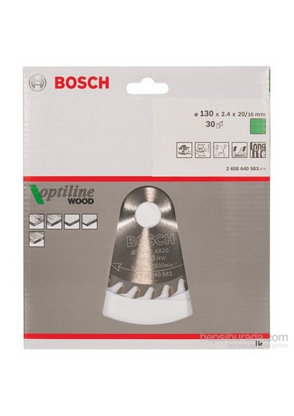 - Optiline Serisi Ahşap İçin Daire Testere Bıçağı - 130 X 20/16 X 2,4 Mm, 30 Diş