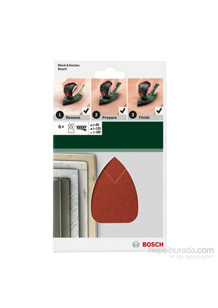 - Multi Zımpara Kağıdı 6'Lı Set, 95 X 135 Mm 80/120/180 Kum 4 Delik