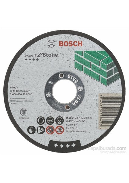 - Expert Serisi Taş İçin Düz Kesme Diski (Taş) - C 24 R Bf, 115 Mm, 2,5 Mm
