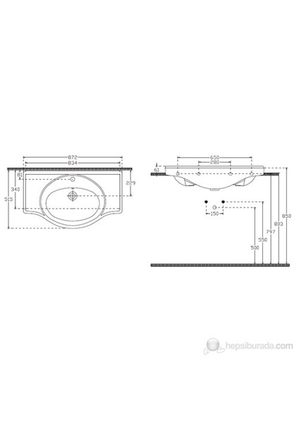 Ece Banyo Aruva Lavabo 87 cm