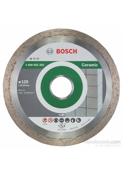 - Standard Seri Seramik İçin Elmas Kesme Diski - 125 X 22,23 X 1,6 X 7 Mm