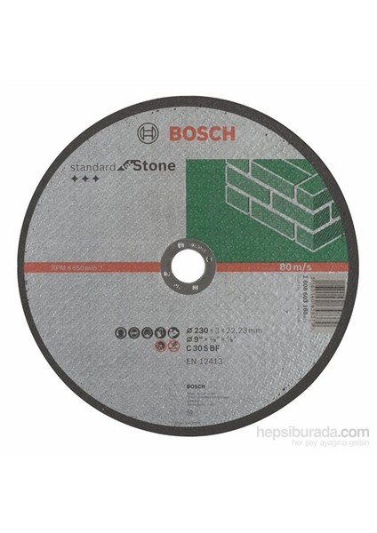 - Standard Seri Taş İçin Düz Kesme Diski (Taş) - C 30 S Bf, 230 Mm, 22,23 Mm, 3,0 Mm