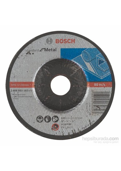 - Standard Seri Metal İçin Bombeli Taşlama Diski (Taş) - A 24 P Bf, 125 Mm, 22,23 Mm, 6,0 Mm