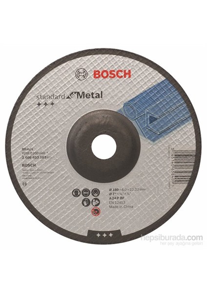 - Standard Seri Metal İçin Bombeli Taşlama Diski (Taş) - A 24 P Bf, 180 Mm, 22,23 Mm, 6,0 Mm