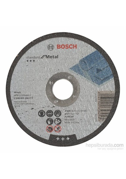 - Standard Seri Metal İçin Düz Kesme Diski (Taş) - A 30 S Bf, 125 Mm, 22,23 Mm, 2,5 Mm