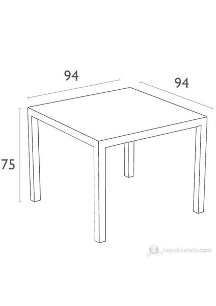 870 Bali Kare Masa 94X94 Cm (Temperli Siyah Camlı) Kahverengi