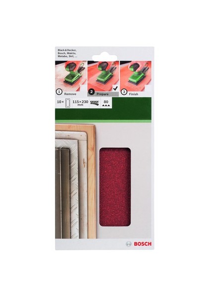 - Titreşimli Zımpara Kağıdı 10'Lu, 115 X 230 Mm 80 Kum 14 Delik