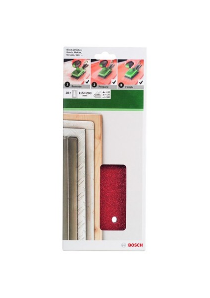 - Titreşimli Zımpara Kağıdı 10'Lu Set, 115 X 280 Mm 60/120/180 Kum 14 Delik