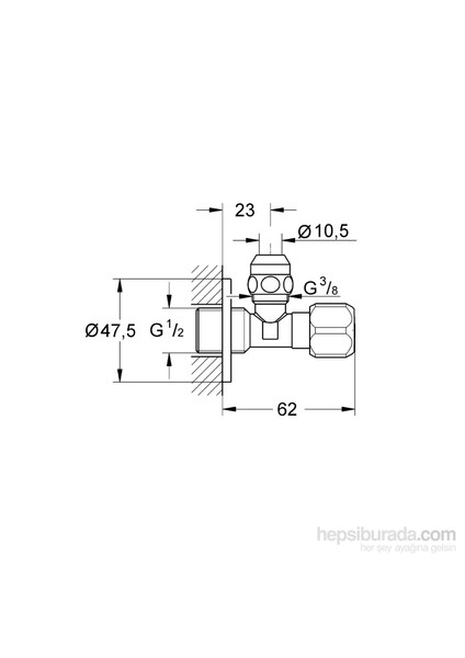 ARA MUSLUK 1/2″ giriş, 3/8 çıkışlı - (10'lu Paket) - 2201700M