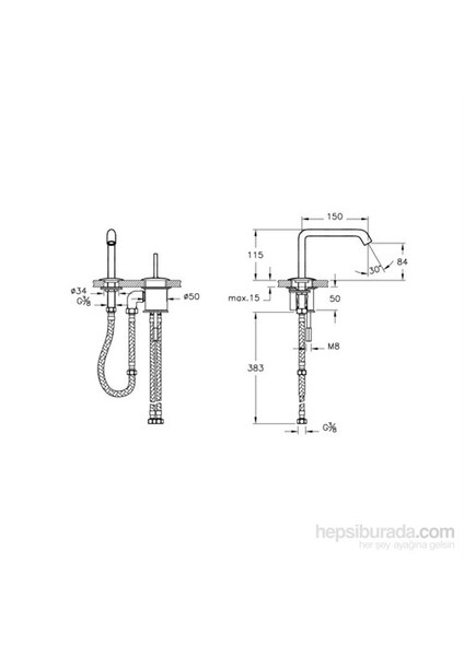 Mod Joystick Lavabo Bataryası (2 Delikli Lavabolar İçin)