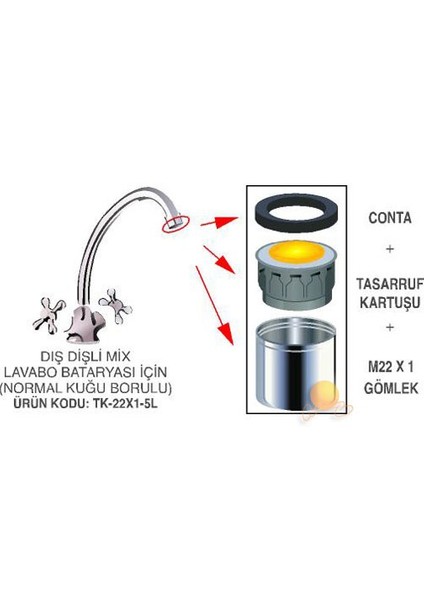 Özel Su Tasarruf Kartuşu 5 Lt/dak. (kuğu Tip Musluk) ( Tüm Musluklara Uyumlu)