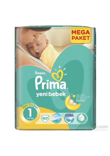 Bebek Bezi Aktif Bebek Mega Paket Yenidoğan 1 Beden 80 Adet