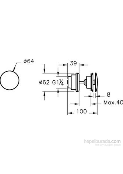 Origin A45148 Yuvarlak Lavabo Süzgeci, Universal, Sabit, Krom