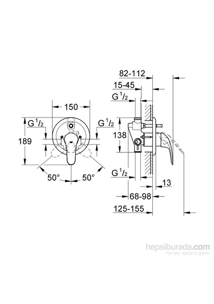 Eurosmart Tek Kumandalı Banyo Bataryası - 19450002