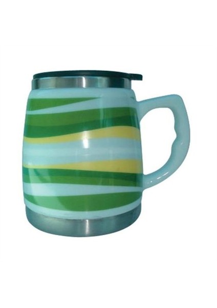 AND-325 A İçi Çelik Dışı Desenli Seramik Kupa Mug 500ml.