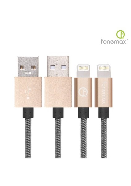 Fonemax Apple iPhone Uyumlu 5-5S-5C-6-6 Plus-6S-6S Plus-7-7 Plus-8-8 Plus-X-iPad X-PRO MFI Lisanslı Lightning Şarj ve Data Kablosu Altın modelleri