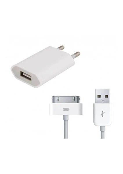 iPhone Uyumlu 4/4S Şarj Cihazı + Usb Kablo