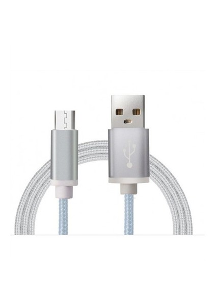 Micro Usb Örgü Kablo 1.5Mt. Gümüş