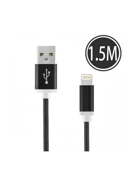 Lightning Usb Örgü Kablo 1.5Mt. Siyah