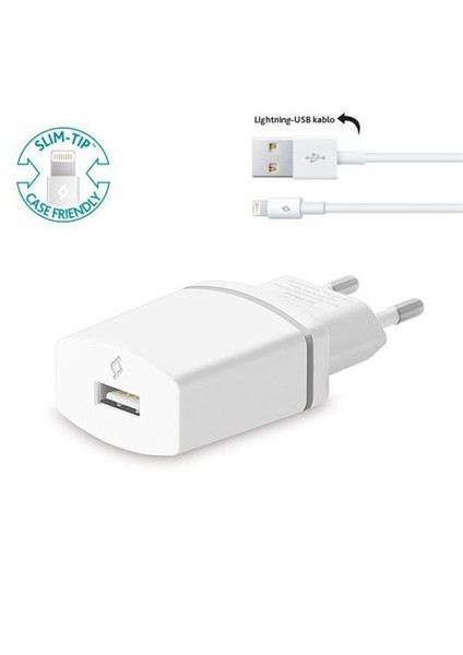 Compact Seyahat Şarj Cihazı Lightning Kablolu 1000Ma Beyaz – 2Scc2001b