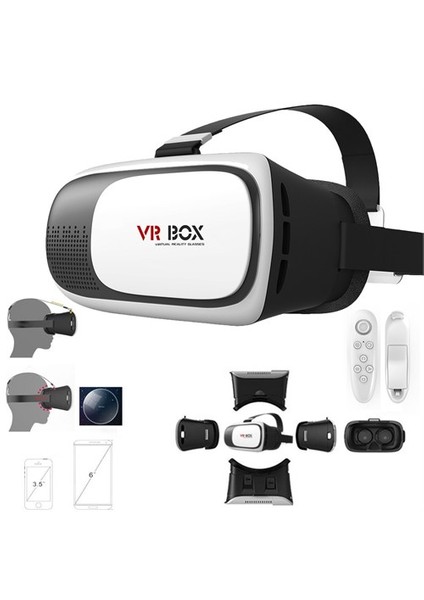 Vr Box Sanal Gerçeklik Gözlüğü Bluetooth Kumandalı 6İnc