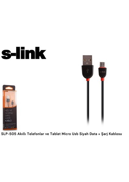 Slp-505 Akıllı Telefonlar Ve Tablet Micro Usb Siyah Data + Şarj Kablosu