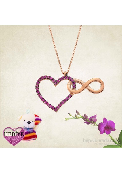 Bayan Lili Gümüş Kalbim Sonsuza Kadar Seninle Kolye