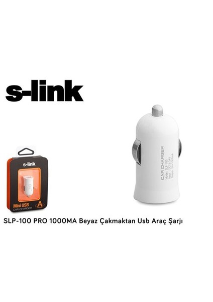 Slp-100 Pro 1000Ma Beyaz Çakmaktan Usb Araç Şarjı