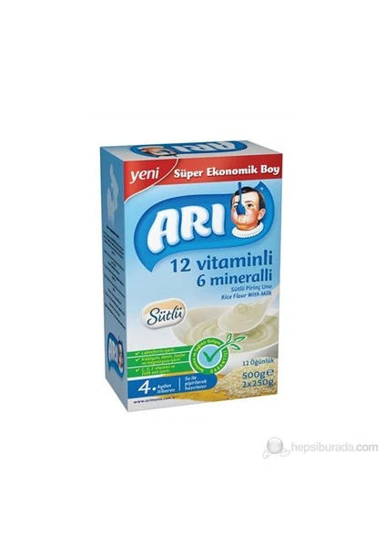 Arı 12 Vitamin 6 Mineralli Sütlü Pirinç Unu 500 Gr