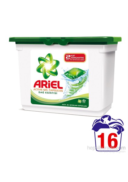 Aktif Jel Çamaşır Deterjanı Kapsülleri Dağ Esintisi 16 Yıkama