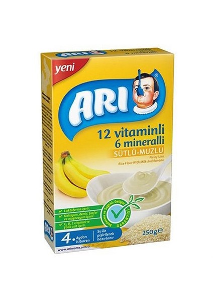 Arı Mama Sütlü Muzlu 12 Vitamin 6 Mineralli Pirinç Unu 250 gr