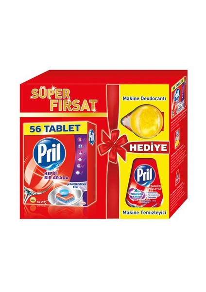 Hepsi Bir Arada 56 Tablet + Makine Temizleyici + Makine Deodorantı