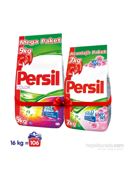 Toz Çamaşır Deterjanı Color 9 Kg + Gül 7 Kg