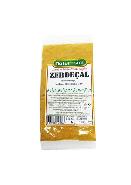 Zerdeçal Toz Açık Dökme Bitki 60 Gr