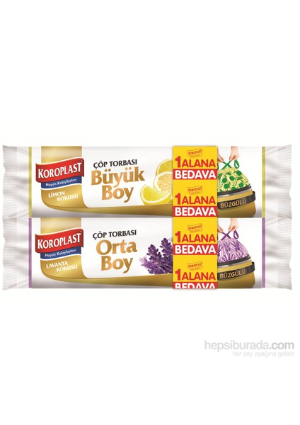 Limon Kokulu Büzgülü Desenli Büyük Boy Çöp Torbası Orta Boy Lavanta Kokulu Çöp Torbası Hed