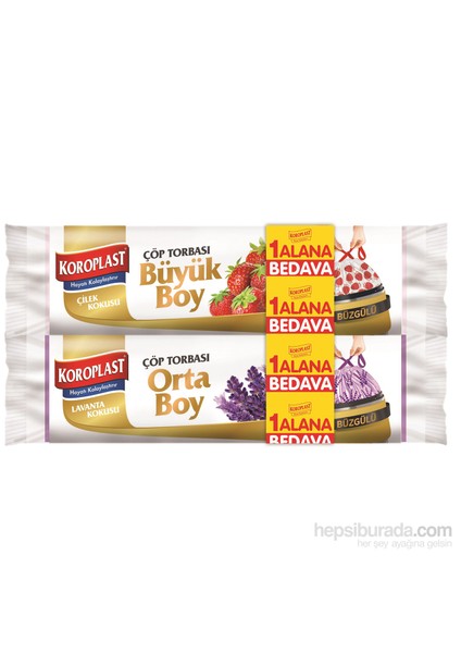 Çilek Kokulu Büzgülü Desenli Büyük Boy Çöp Torbası Orta Boy Lavanta Kokulu Çöp Torbası Hed