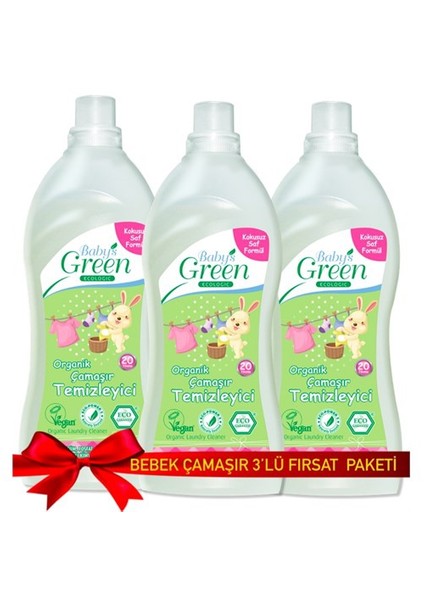 Baby's Green Organik Kokusuz Çamaşır Deterjanı 1000ml 3'lü Set