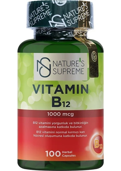 Nature's Supreme Vitamin B12 1000 Mcg 100 Kapsül