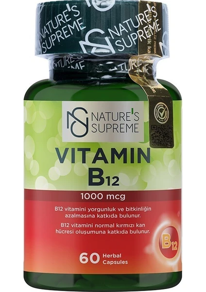 Nature's Supreme Vitamin B12 1000 Mcg 60 Kapsül